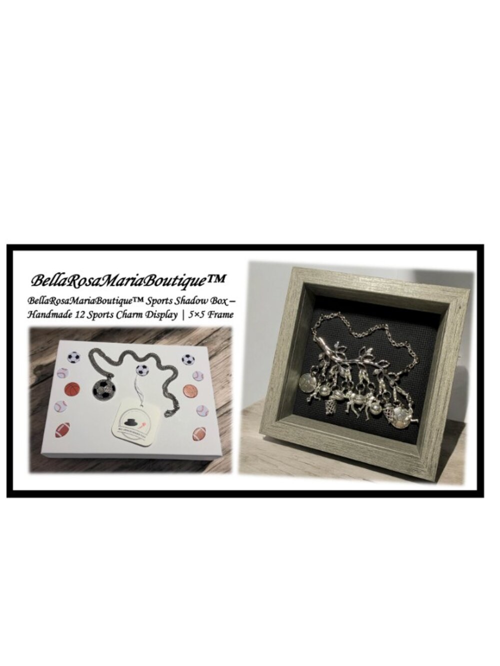BellaRosaMariaBoutique™ - “Handmade Exclusive” Sports Charm Décor Shadow Box - Picture 2 of 12